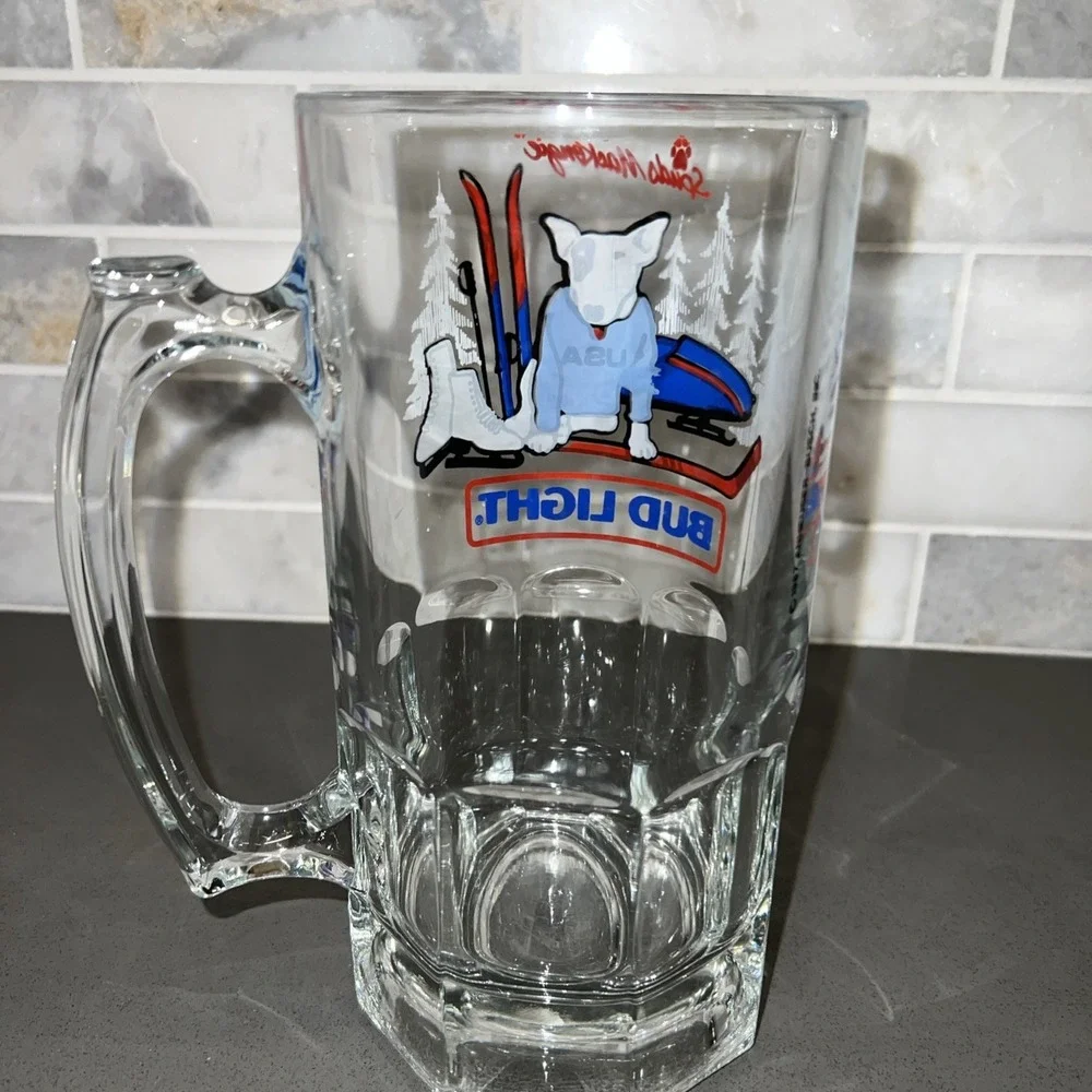 1987 vintage Anheuser Busch Bud Light Spuds Mackenzie beer mug